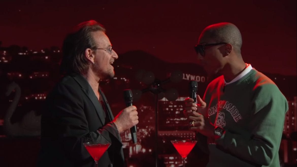 Bono i Pharrell z przeróbką Bee Gees u Kimmela