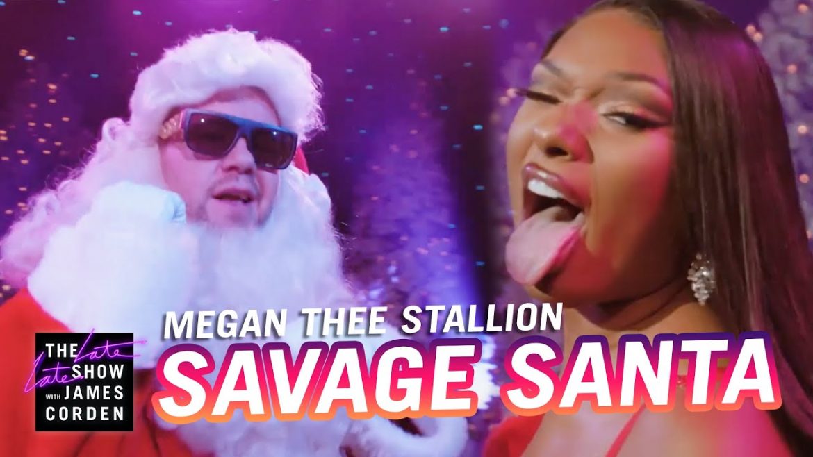Seksowna Megan Thee Staillon ujeżdża konia w świątecznej przeróbce „Savage”